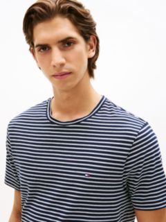 Flag Embroidery Stripe Jersey T-Shirt — Blue 2
