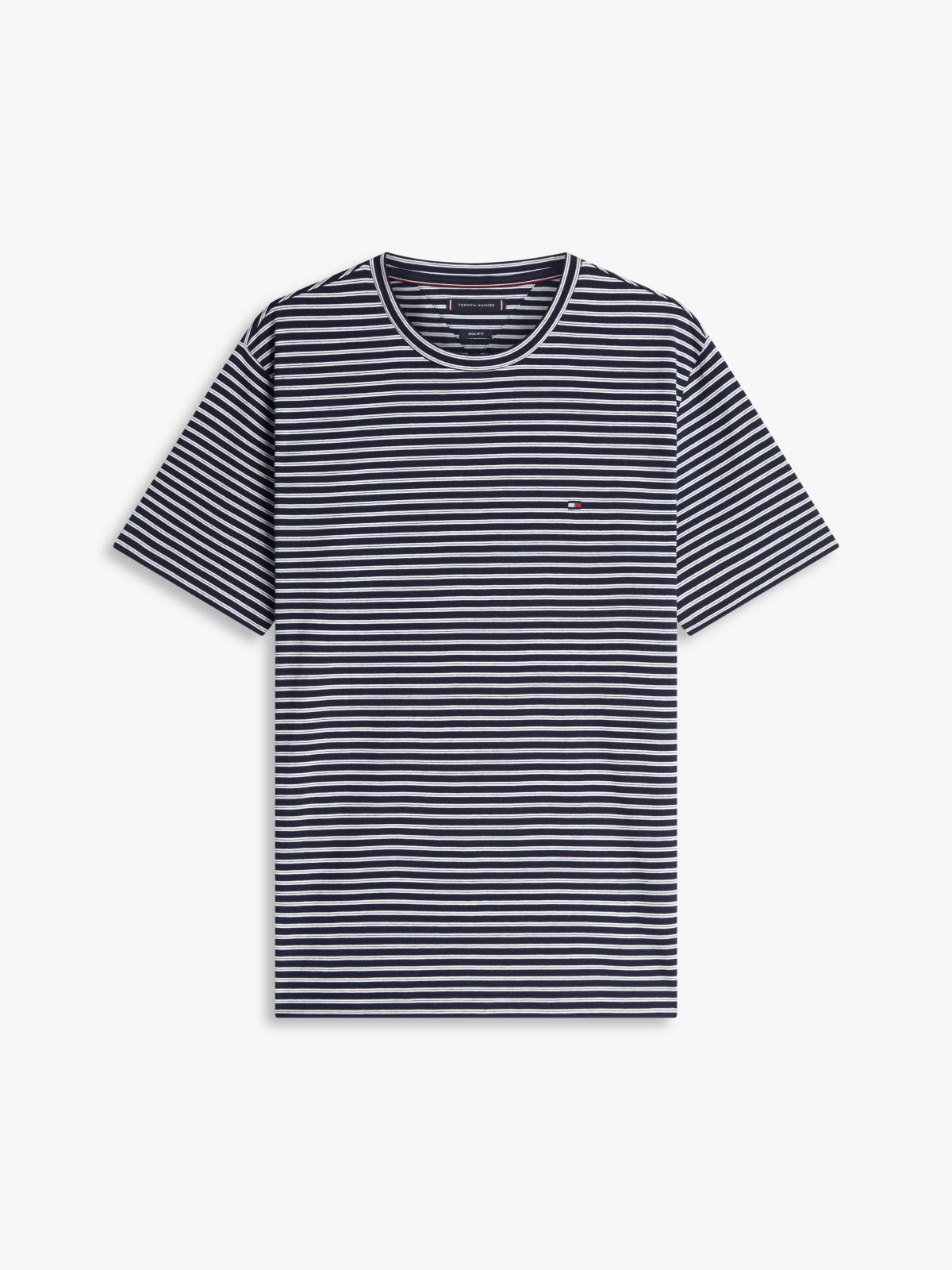 Flag Embroidery Stripe Jersey T-Shirt — Blue