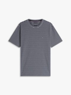 Flag Embroidery Stripe Jersey T-Shirt — Blue 5
