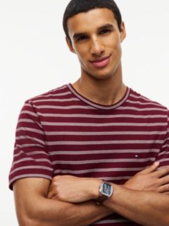 Flag Embroidery Stripe Jersey T-Shirt — Red 3