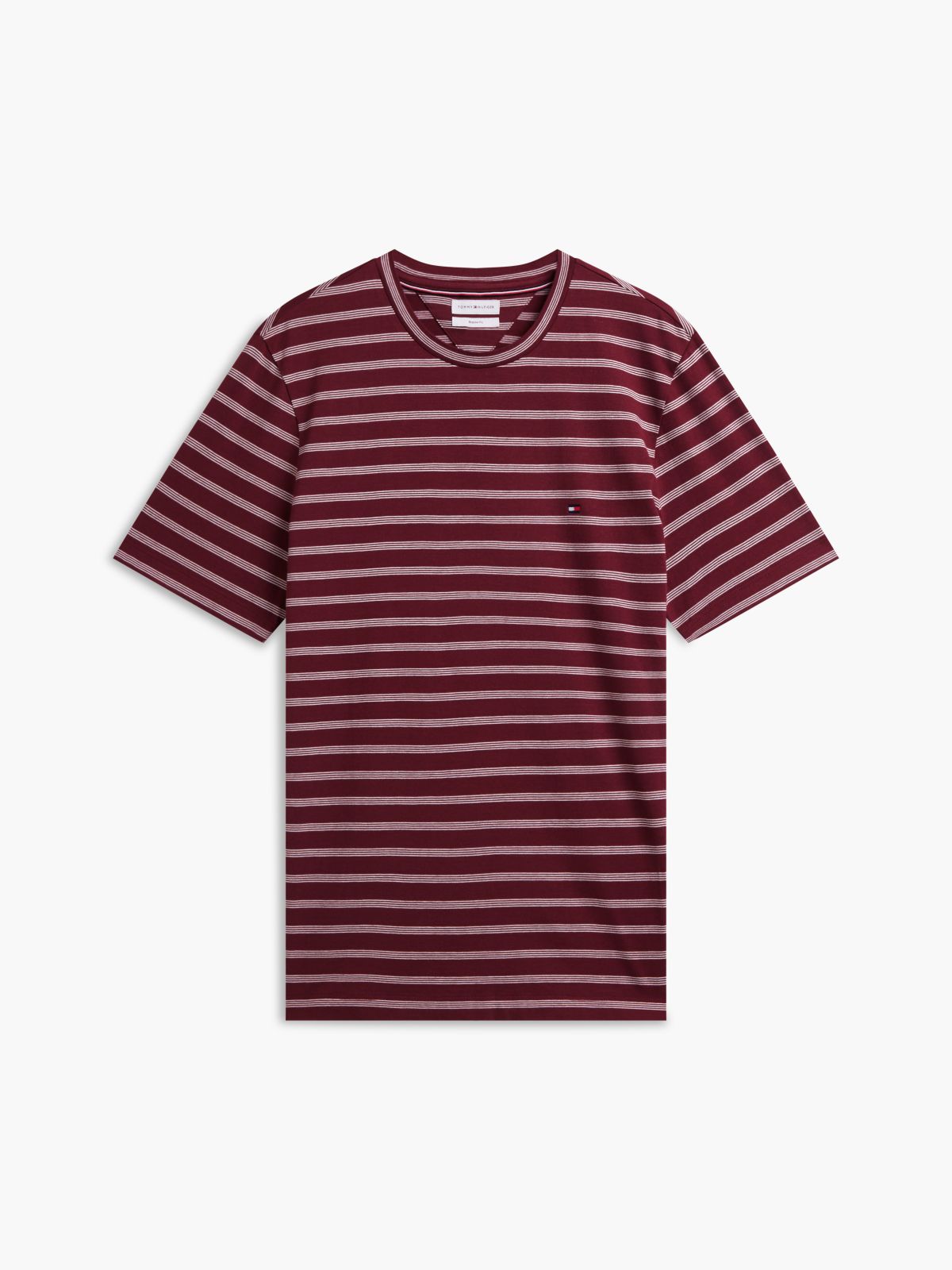 Flag Embroidery Stripe Jersey T-Shirt — Red
