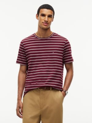 red flag embroidery stripe jersey t-shirt for men tommy hilfiger