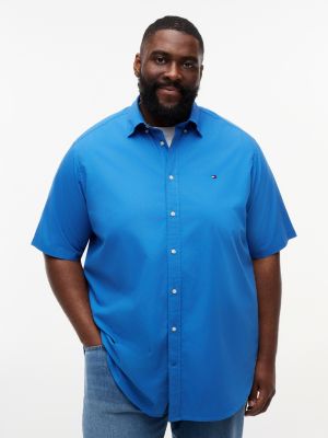 camicia plus th flex regular fit blue da uomini tommy hilfiger