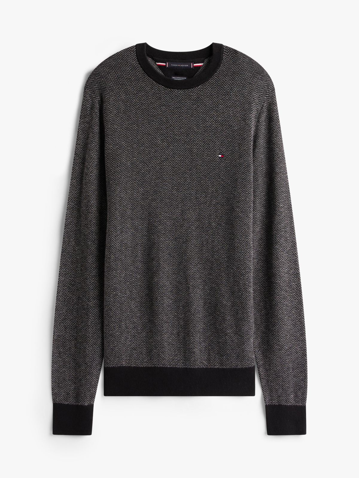 Herringbone Knit Jumper With Cashmere — Grey