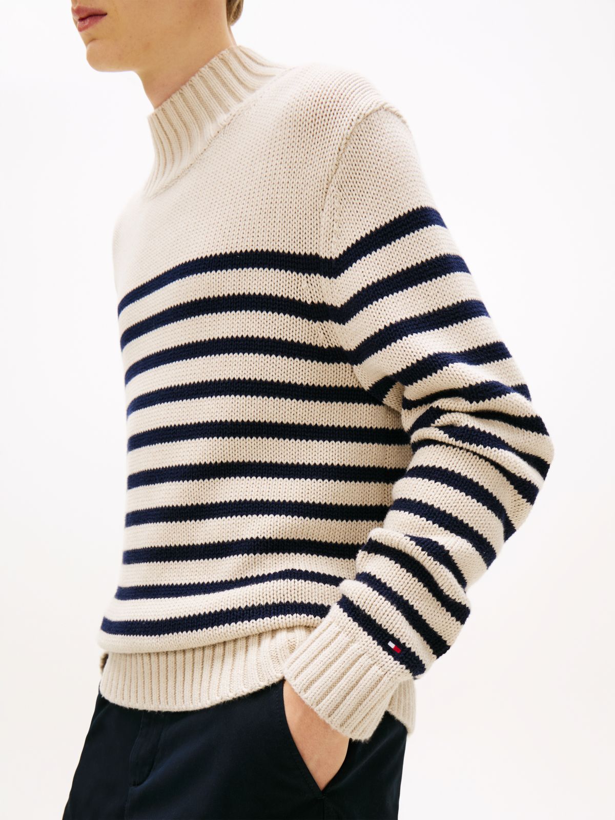 Heritage Breton Stripe Relaxed Mock Neck Jumper — Multi