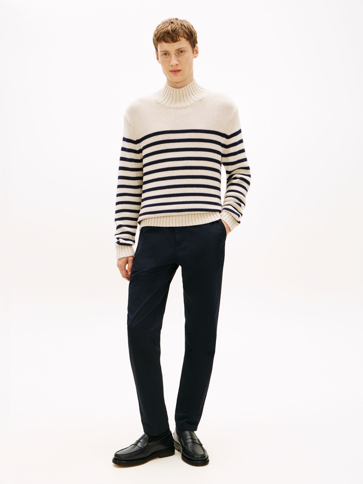 Heritage Breton Stripe Relaxed Mock Neck Jumper — Multi
