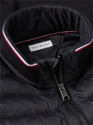 black mixed texture tipped zip-thru jacket for men tommy hilfiger