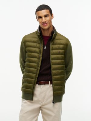 green intechno knit zip-thru sweatshirt for men tommy hilfiger