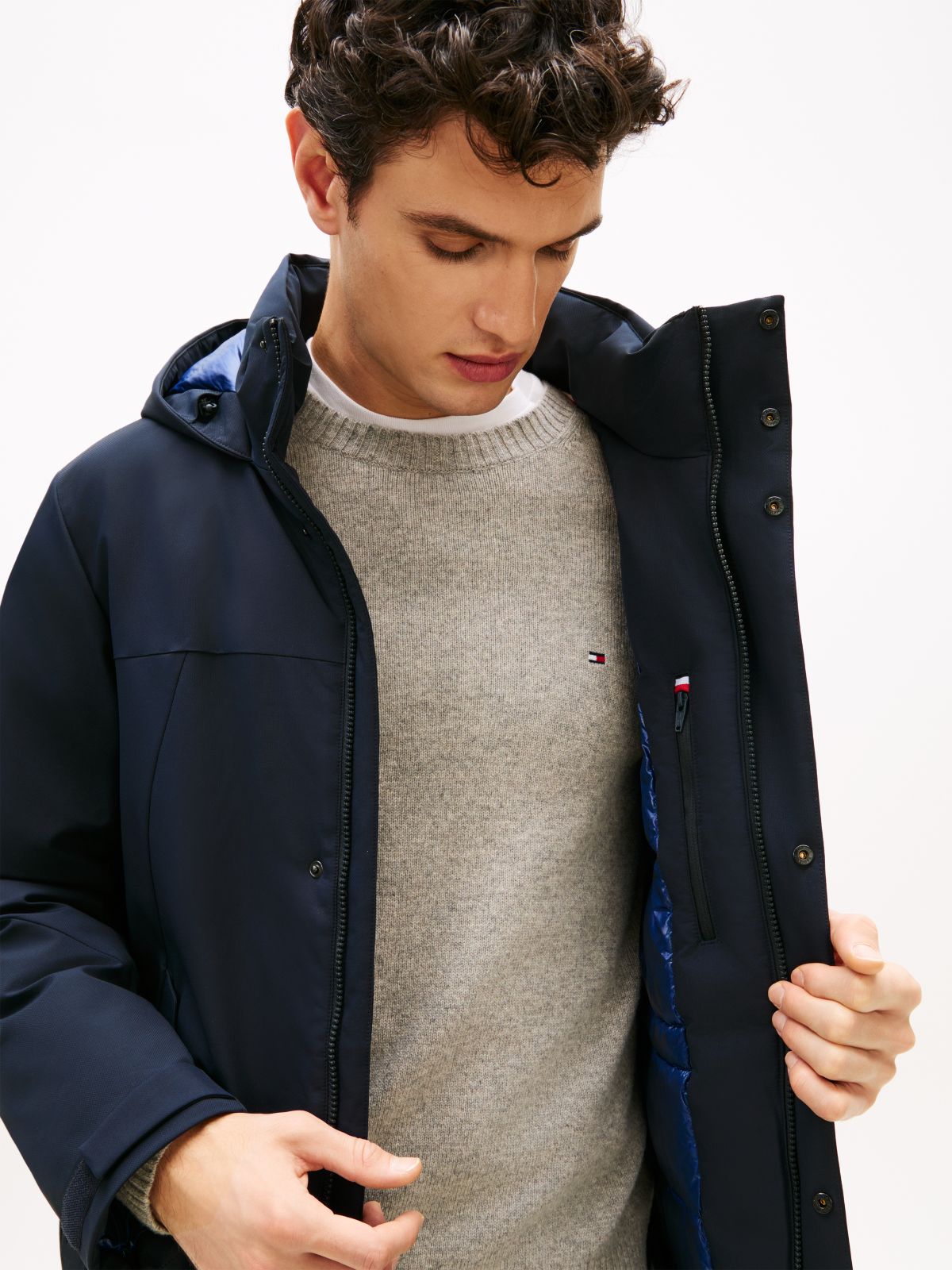 Tech Water Repellent Thermal Padded Parka — Blue