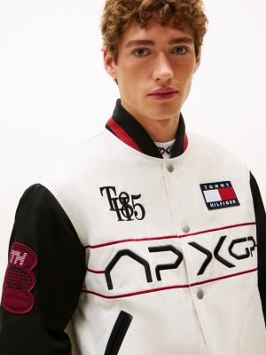 multi the apxgp collection satin boxy varsity jacket for men tommy hilfiger