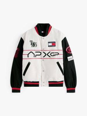 multi the apxgp collection satin boxy varsity jacket for men tommy hilfiger