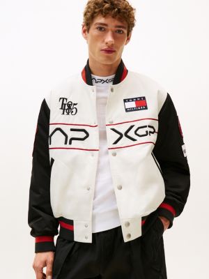 multi the apxgp collection satin boxy varsity jacket for men tommy hilfiger