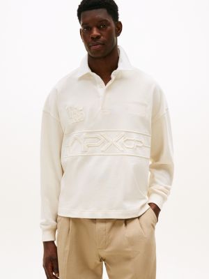 white the apxgp collection besticktes relaxed fit rugby-shirt für herren - tommy hilfiger