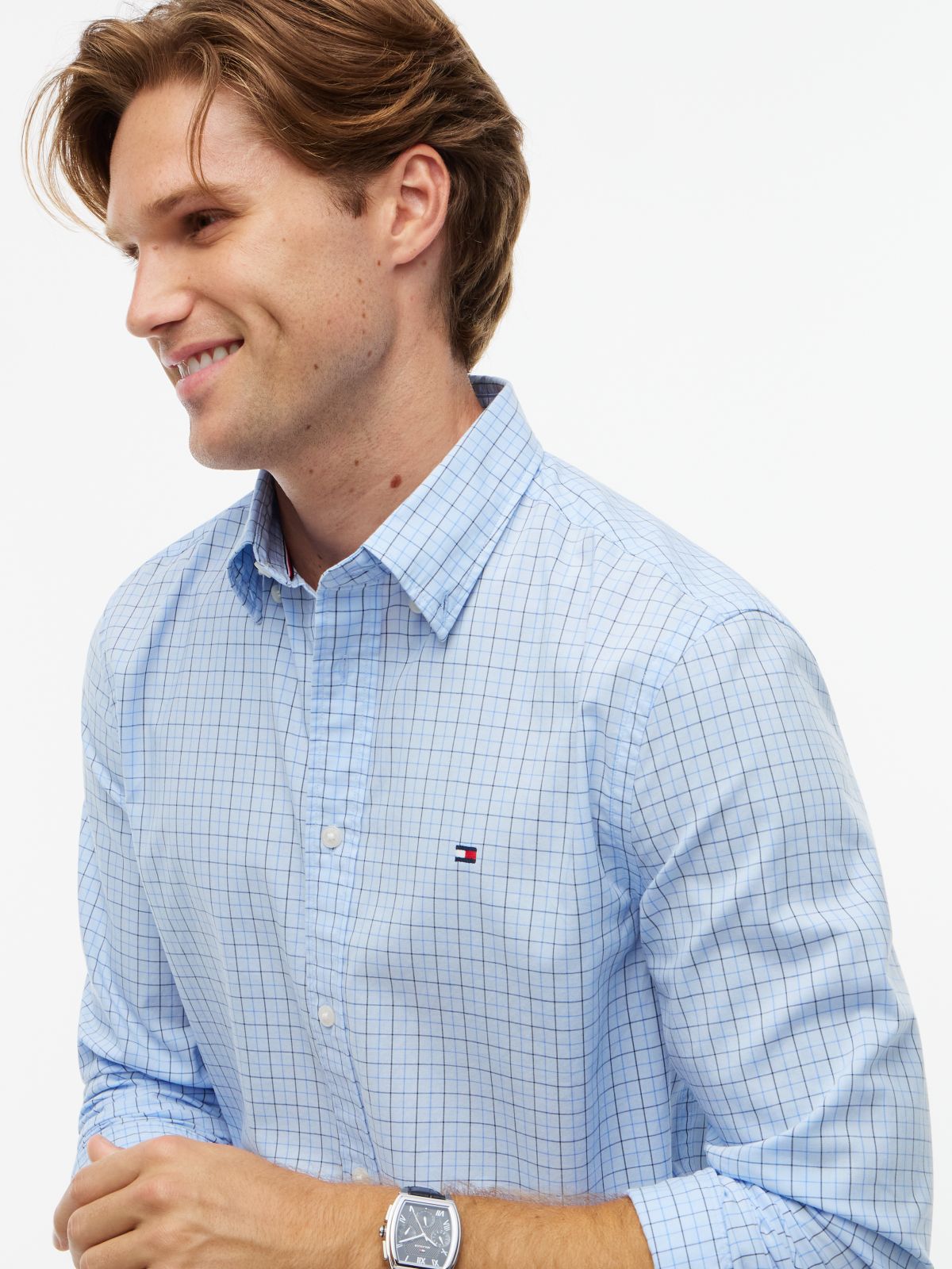 TH Flex Regular Fit Poplin Shirt — Blue