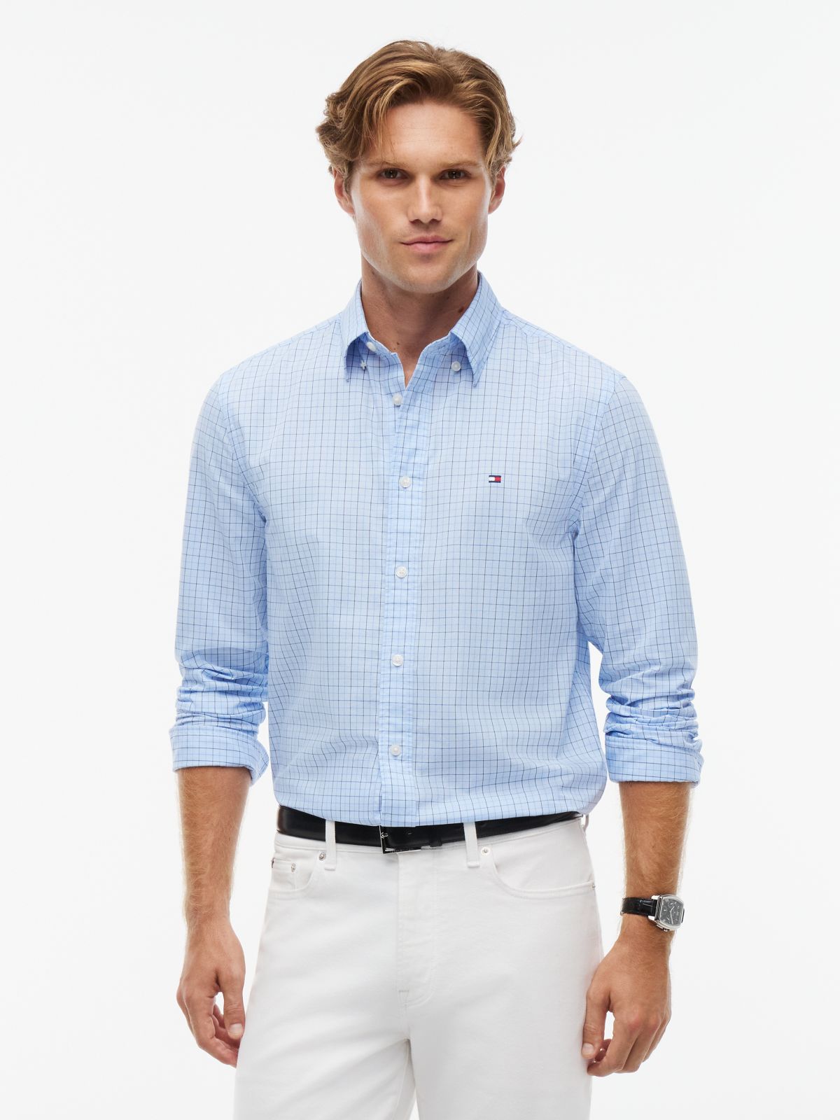 TH Flex Regular Fit Poplin Shirt — Blue