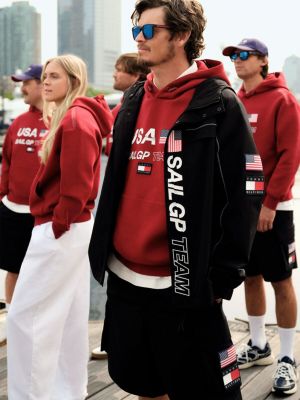 giacca a vento tommy x u.s. sail gp team relaxed fit nero da uomini tommy hilfiger