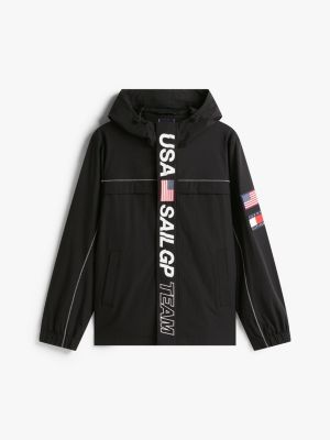 giacca a vento tommy x u.s. sail gp team relaxed fit nero da uomini tommy hilfiger