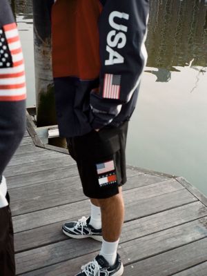 shorts cargo tommy x u.s. sail gp team nero da uomini tommy hilfiger
