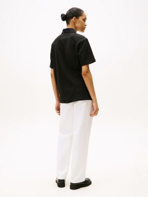 polo tommy x u.s. sail gp team relaxed fit in piqué nero da uomini tommy hilfiger