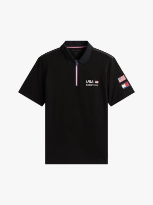 polo tommy x u.s. sail gp team relaxed fit in piqué nero da uomini tommy hilfiger