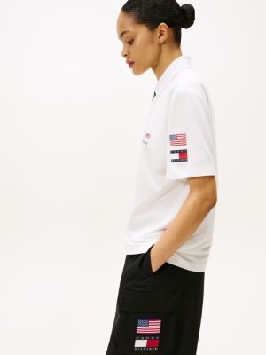 white tommy x u.s. sail gp team pique relaxed fit polo shirt for men tommy hilfiger