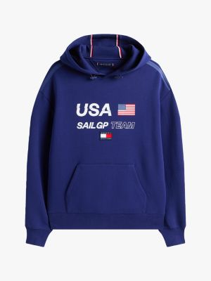 blau tommy x u.s. sail gp team interlock-strick-hoodie für herren - tommy hilfiger