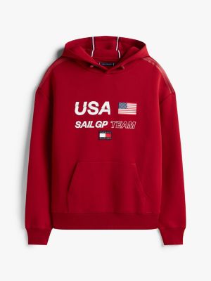 rot tommy x u.s. sail gp team interlock-strick-hoodie für herren - tommy hilfiger