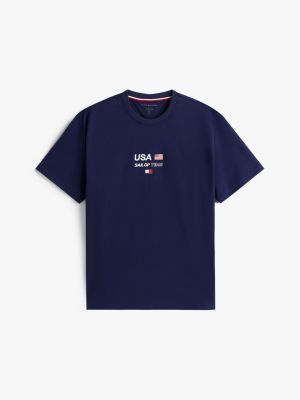 blau tommy x u.s. sail gp team relaxed fit t-shirt mit logo für herren - tommy hilfiger