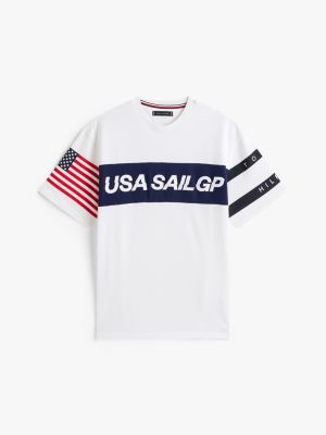 weiß tommy x u.s. sail gp team relaxed fit t-shirt im color block-design für herren - tommy hilfiger