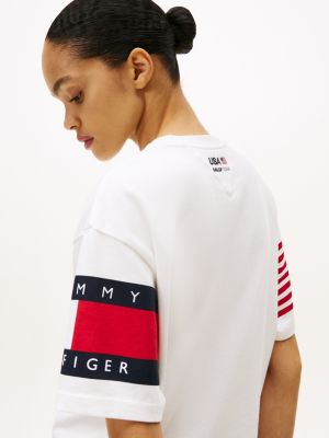 weiß tommy x u.s. sail gp team relaxed fit t-shirt im color block-design für herren - tommy hilfiger