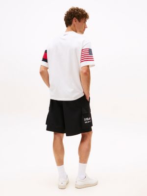 weiß tommy x u.s. sail gp team relaxed fit t-shirt im color block-design für herren - tommy hilfiger