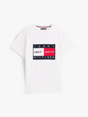 weiß tommy x u.s. sail gp team t-shirt mit logo für herren - tommy hilfiger