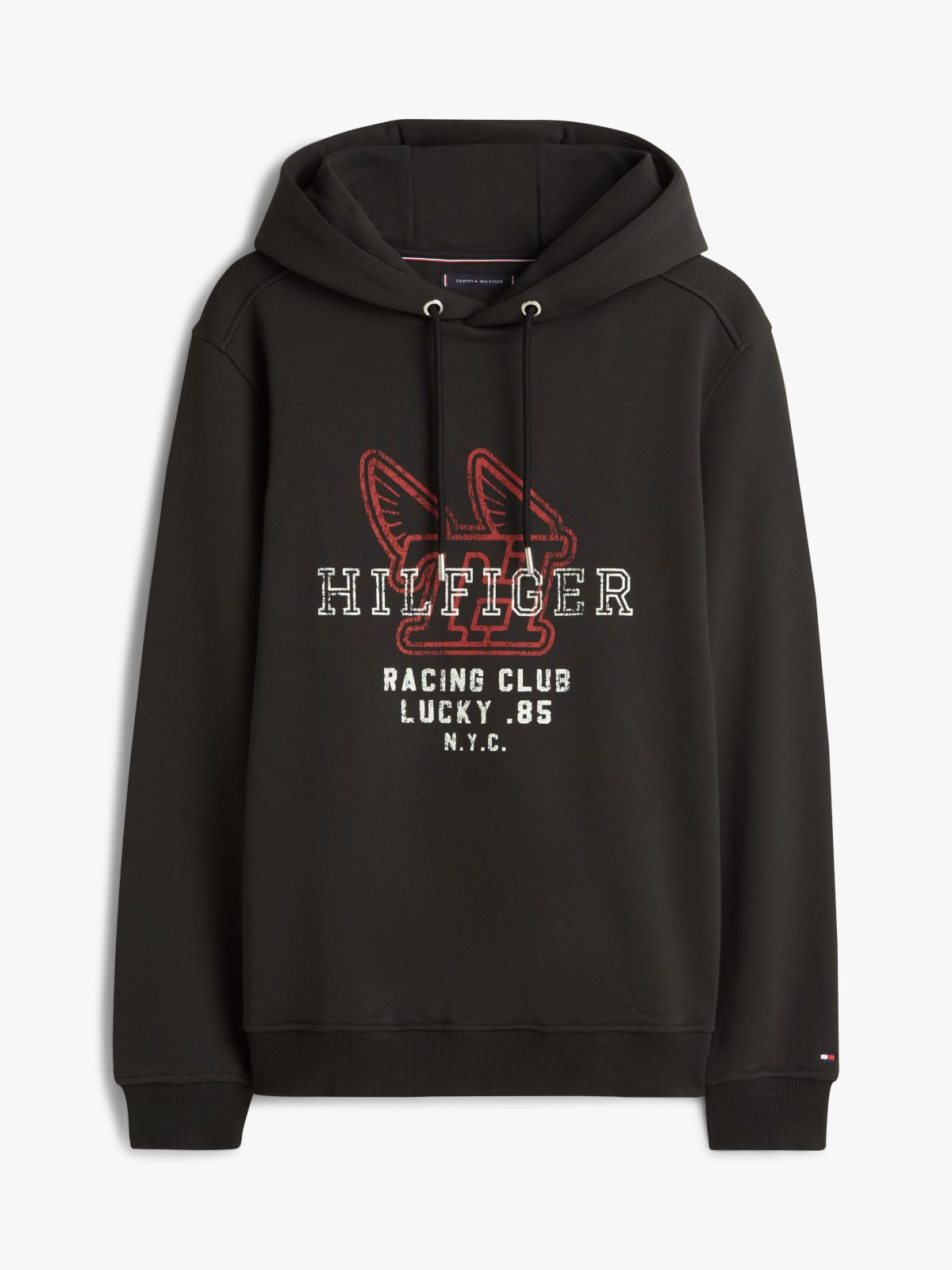 Graphic Terry Drawstring Hoody — Black