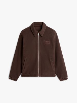 veste universitaire décontractée réversible marron pour hommes tommy hilfiger