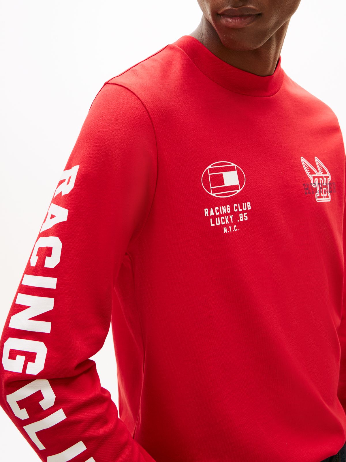Graphic Jersey Long Sleeve T-Shirt — Red
