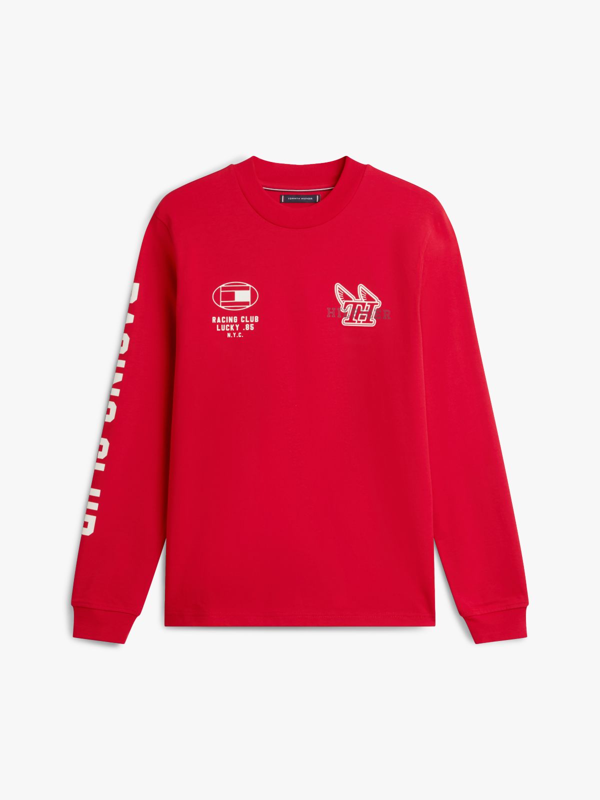 Graphic Jersey Long Sleeve T-Shirt — Red