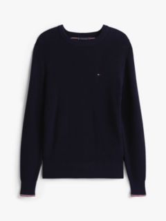 Tipped Cuff Crew Neck Jumper — Blue 5