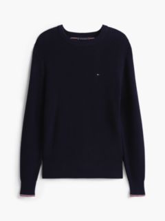 Tipped Cuff Crew Neck Jumper — Blue 6