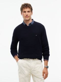 Tipped Cuff Crew Neck Jumper — Blue 1