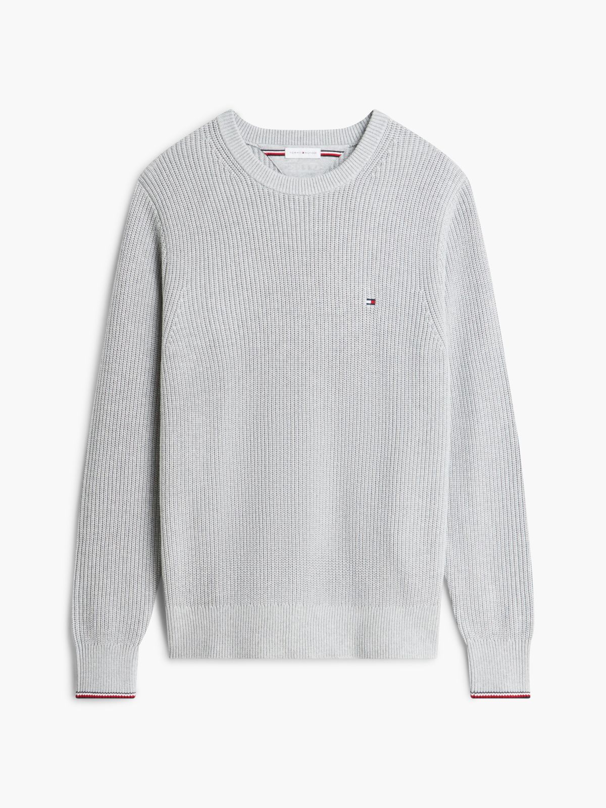 Tipped Cuff Crew Neck Jumper — Grey