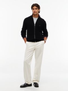Tipped Cuff Ribbed Zip-Thru Jumper — Black 2