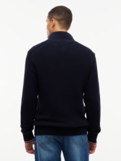 Tipped Cuff Ribbed Zip-Thru Jumper — Blue 4