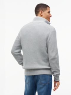 Tipped Cuff Ribbed Zip-Thru Jumper — Grey 4