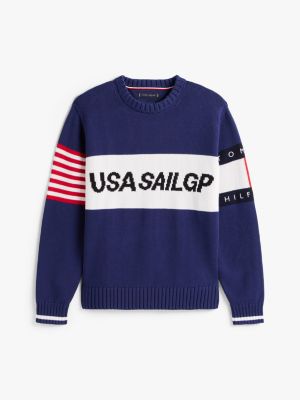 pullover tommy x u.s. sail gp team color block blu da uomini tommy hilfiger
