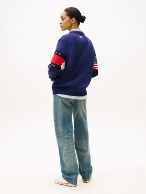 pullover tommy x u.s. sail gp team color block blu da uomini tommy hilfiger
