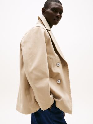 beige the runway collection oversized double breasted peacoat for men tommy hilfiger