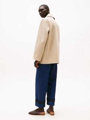 beige the runway collection oversized double breasted peacoat for men tommy hilfiger