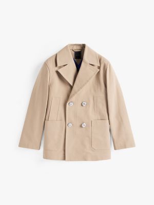 beige the runway collection oversized double breasted peacoat for men tommy hilfiger