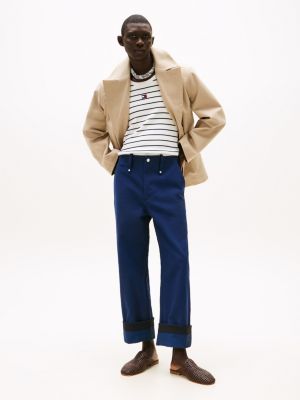 beige the runway collection oversized double breasted peacoat for men tommy hilfiger