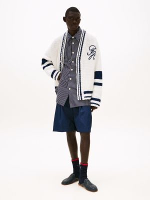 white the runway collection back logo cardigan for men tommy hilfiger